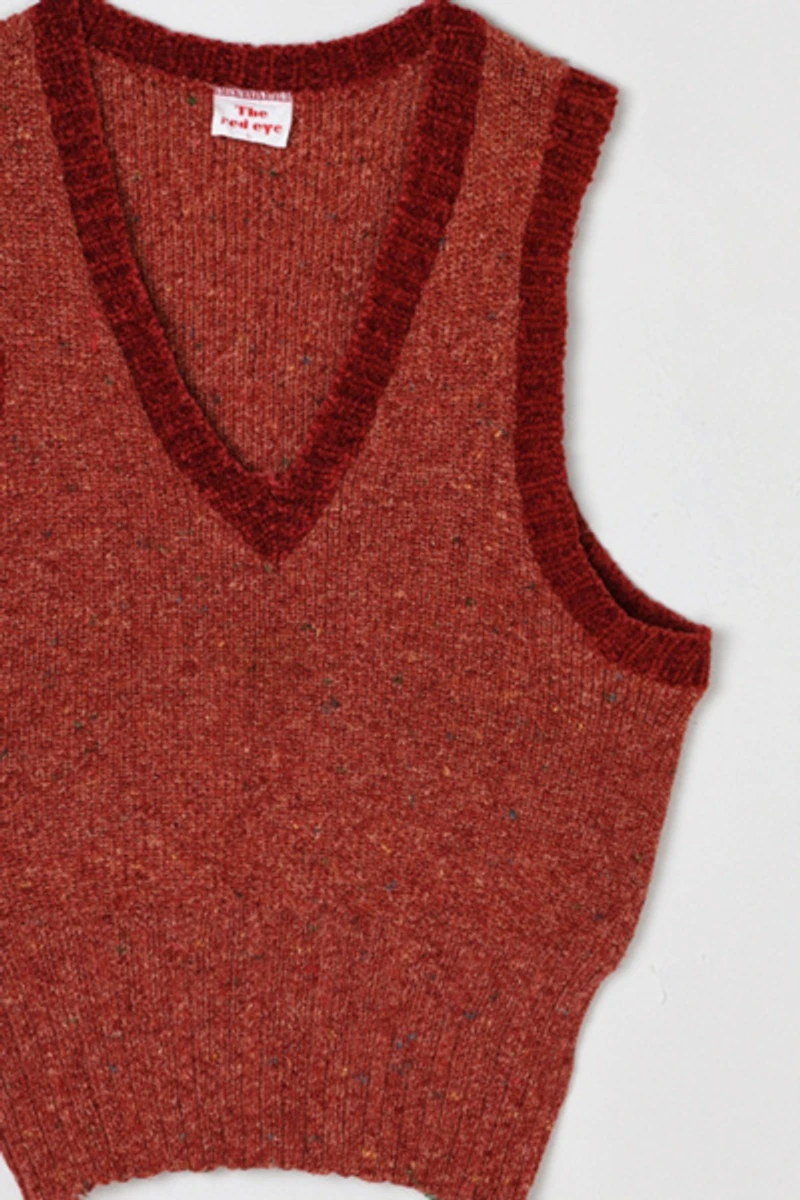 Vintage 70s Dark Red Speckled Knit Top