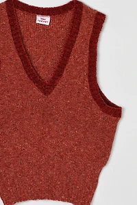 Vintage 70s Dark Red Speckled Knit Top