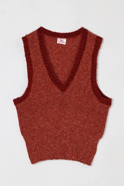 Vintage 70s Dark Red Speckled Knit Top