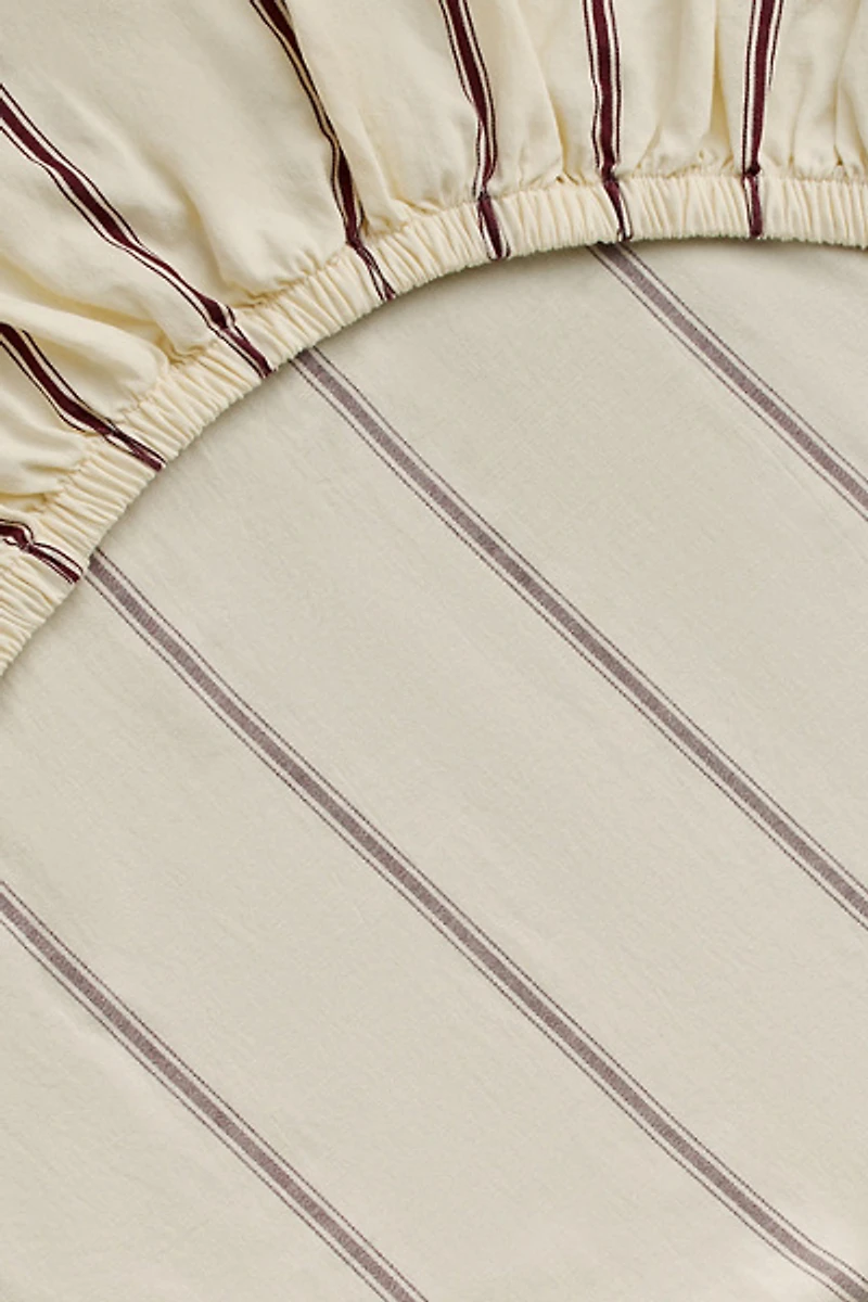 Hommey Striped Cotton Sateen Fitted Sheet