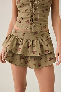 BDG Sweet Talker Tiered Ruffle Denim Mini Skirt