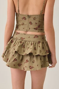 BDG Sweet Talker Tiered Ruffle Denim Mini Skirt