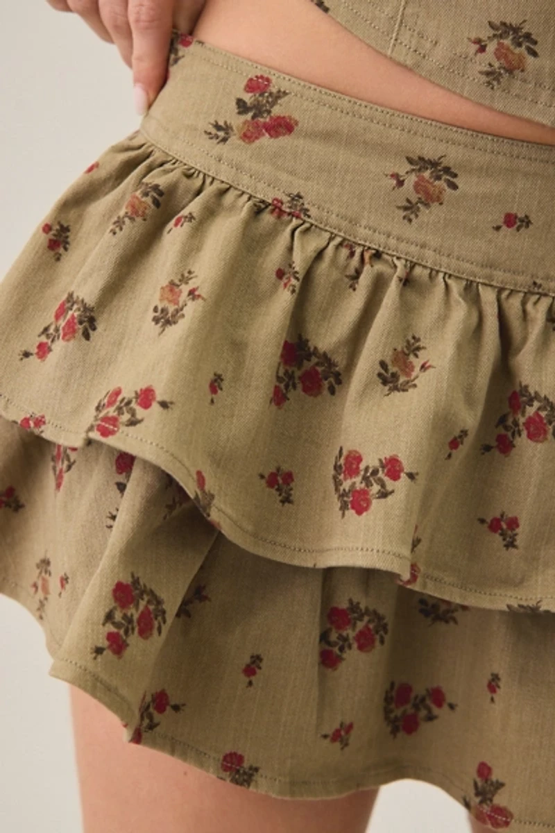 BDG Sweet Talker Tiered Ruffle Denim Mini Skirt
