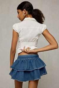 BDG Sweet Talker Tiered Ruffle Denim Mini Skirt