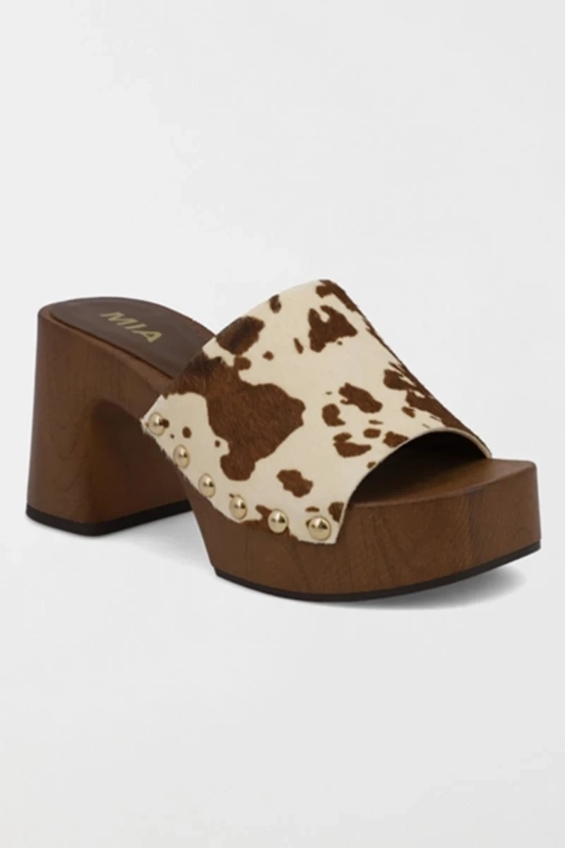 MIA Emmerie Heeled Mule Wooden Sandal