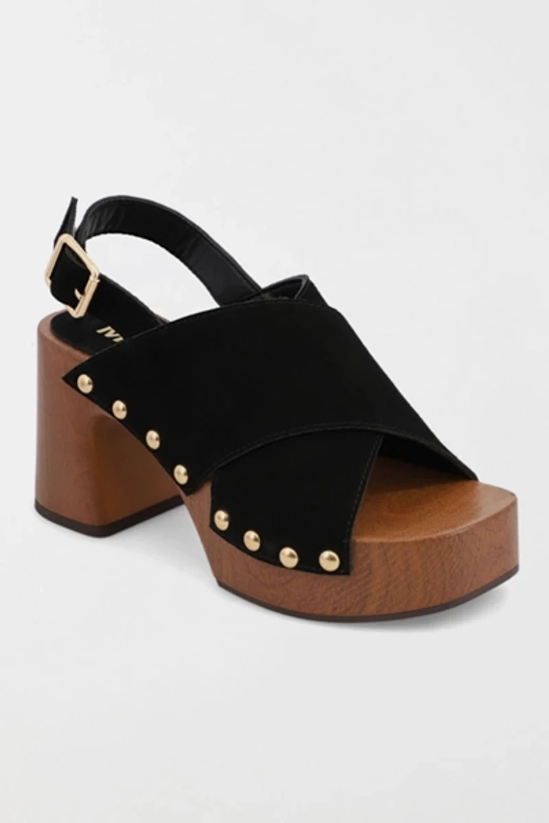 MIA Eudora Suede Slingback Wooden Platform Sandal
