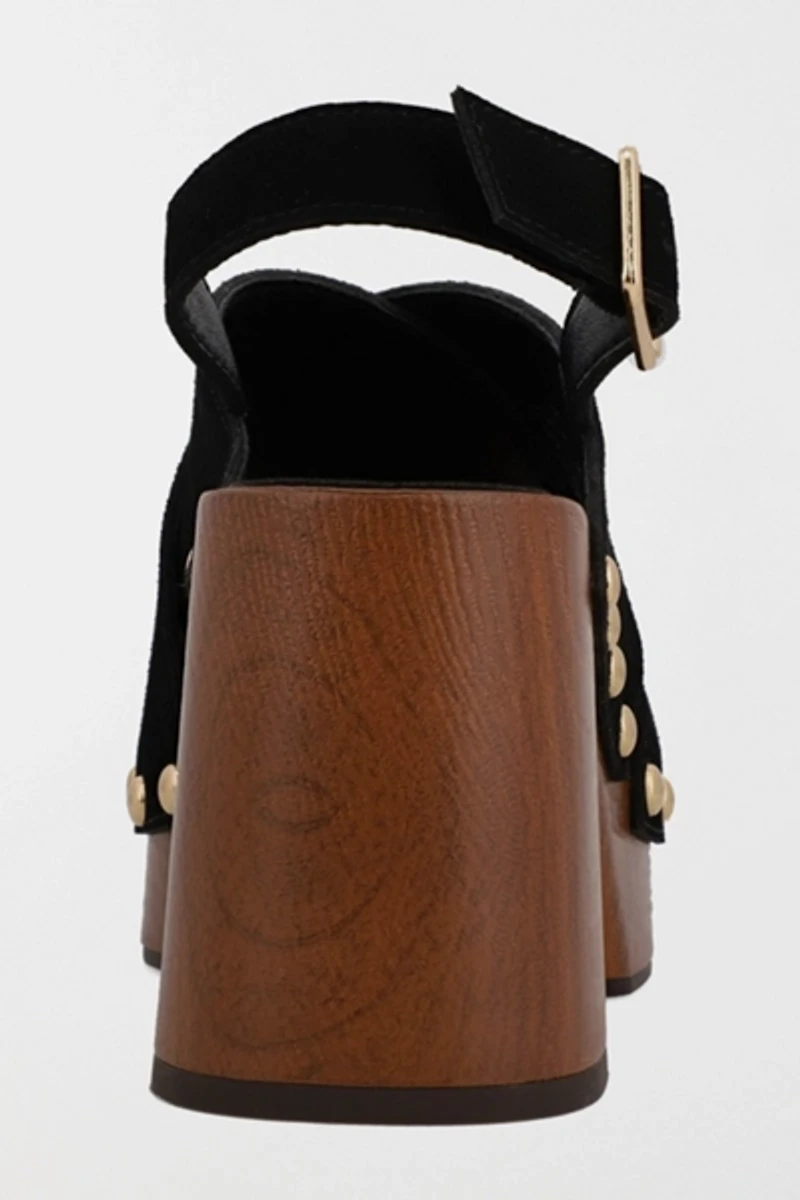 MIA Eudora Suede Slingback Wooden Platform Sandal
