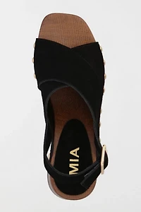MIA Eudora Suede Slingback Wooden Platform Sandal
