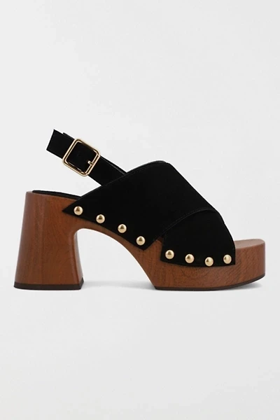 MIA Eudora Suede Slingback Wooden Platform Sandal