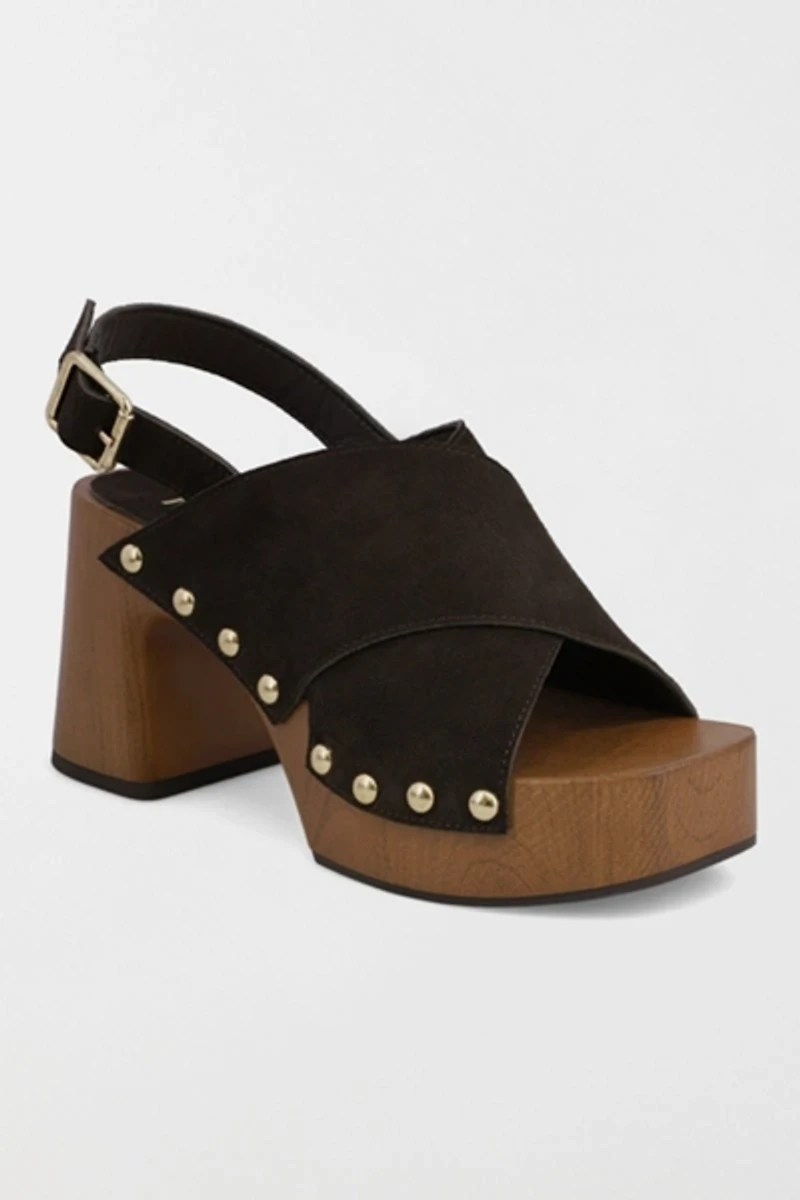 MIA Eudora Suede Slingback Wooden Platform Sandal