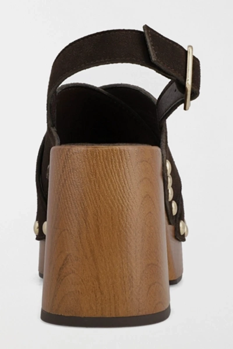 MIA Eudora Suede Slingback Wooden Platform Sandal