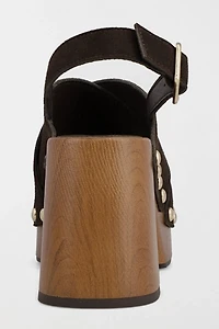 MIA Eudora Suede Slingback Wooden Platform Sandal