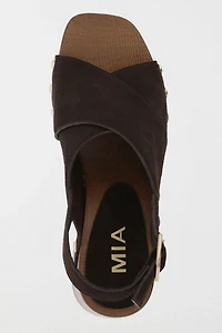 MIA Eudora Suede Slingback Wooden Platform Sandal