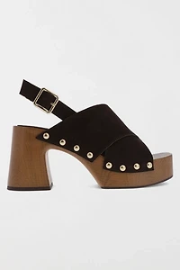 MIA Eudora Suede Slingback Wooden Platform Sandal