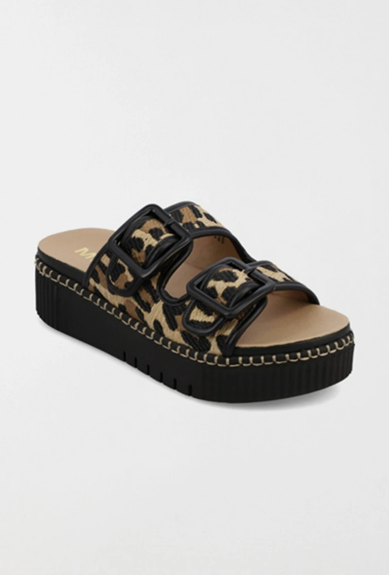 MIA Jimenna Leopard Flatform Slide Sandal