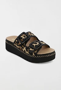 MIA Jimenna Leopard Flatform Slide Sandal