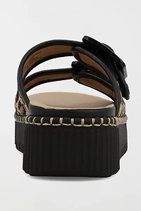 MIA Jimenna Leopard Flatform Slide Sandal