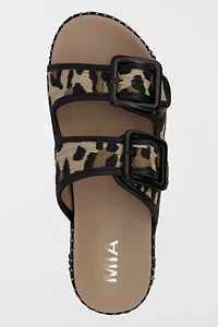 MIA Jimenna Leopard Flatform Slide Sandal