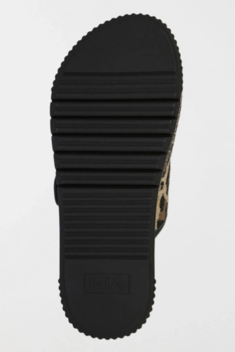 MIA Jimenna Leopard Flatform Slide Sandal