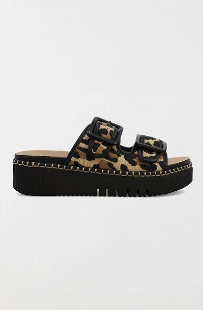 MIA Jimenna Leopard Flatform Slide Sandal