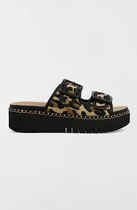 MIA Jimenna Leopard Flatform Slide Sandal