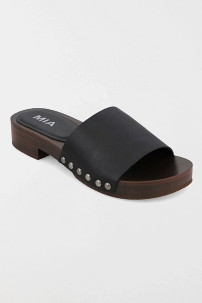 MIA Lanell Studded Wooden Slide Sandal