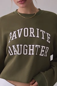 Favorite Daughter Collegiate Graphic Cropped Crew Neck Pullover