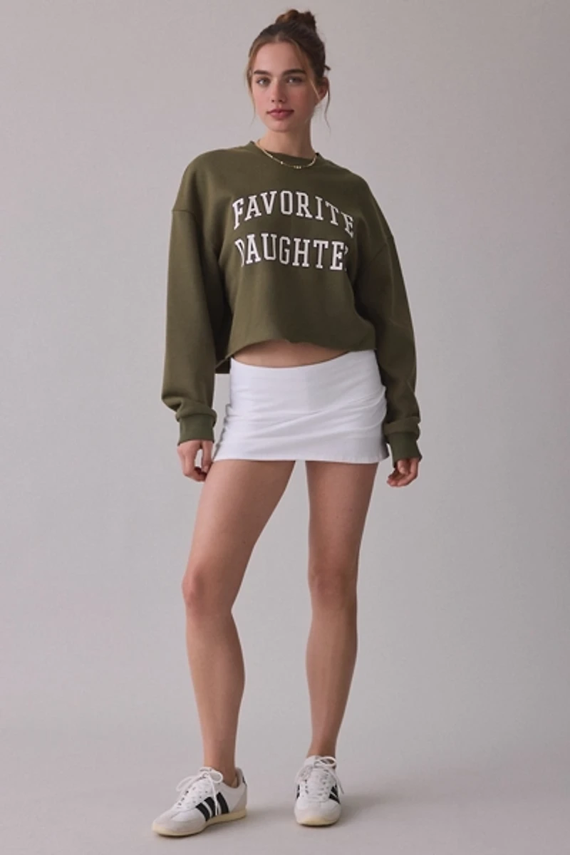 Favorite Daughter Collegiate Graphic Cropped Crew Neck Pullover
