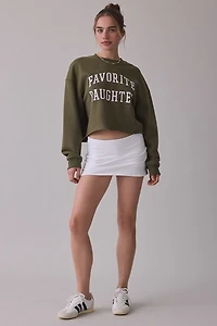 Favorite Daughter Collegiate Graphic Cropped Crew Neck Pullover