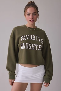 Favorite Daughter Collegiate Graphic Cropped Crew Neck Pullover