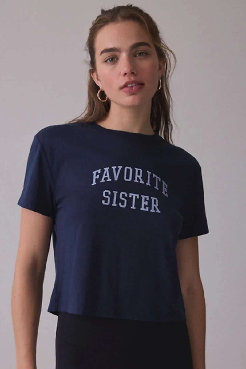 Favorite Daughter Sister Graphic Cropped Tee