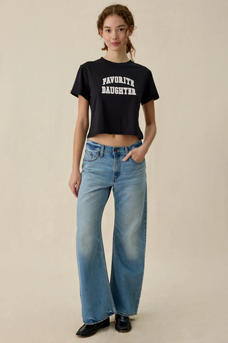 Favorite Daughter Collegiate Logo Graphic Cropped Tee