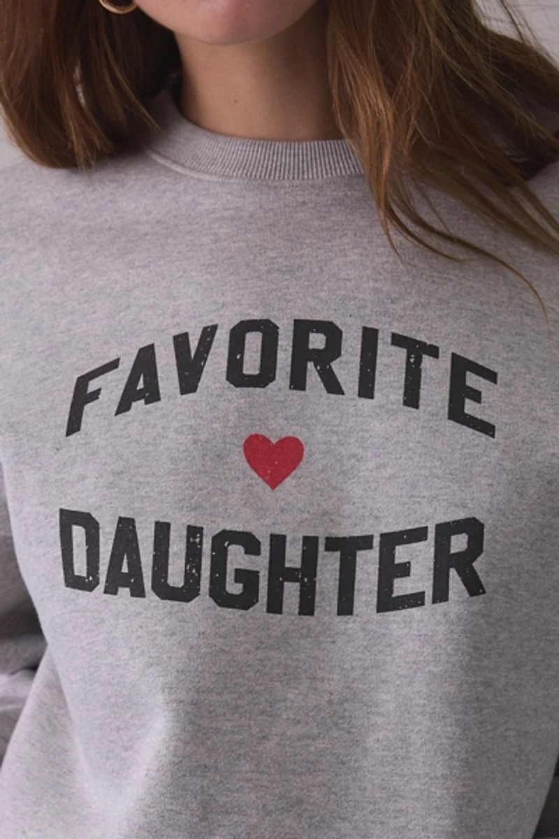 Favorite Daughter Heart Logo Graphic Crew Neck Pullover