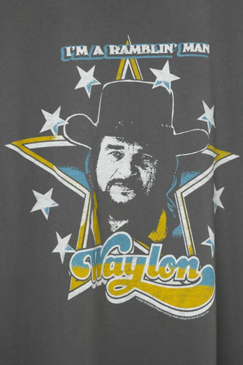 Junk Food Waylon Jennings I'm a Ramblin' Man Oversized Tee