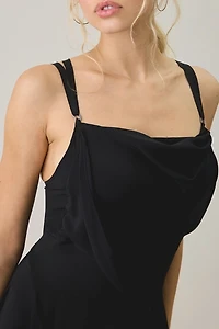 AllSaints Claire Asymmetrical Draped Strappy Mini Dress