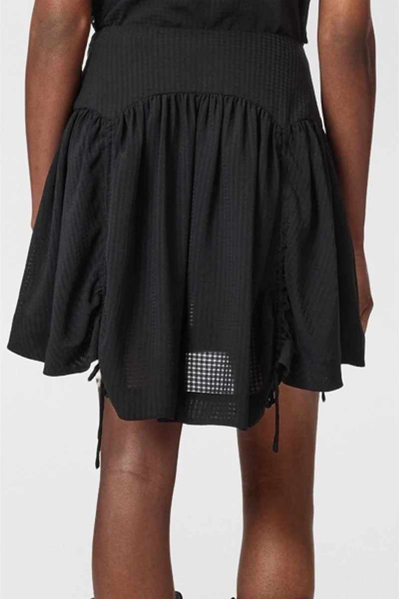 AllSaints Aria Check Ruched Tie Mini Skirt