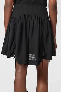AllSaints Aria Check Ruched Tie Mini Skirt