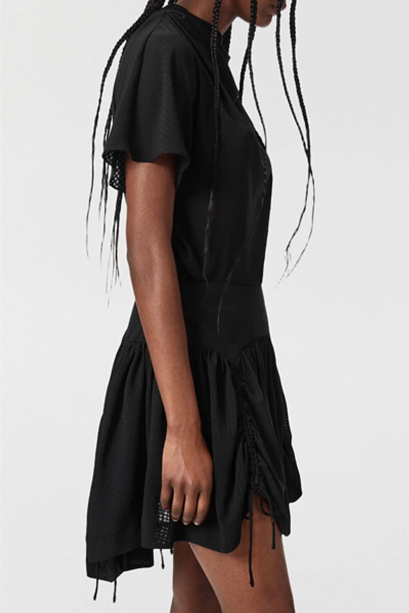 AllSaints Aria Check Ruched Tie Mini Skirt