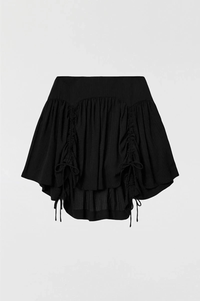 AllSaints Aria Check Ruched Tie Mini Skirt