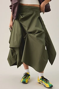 AllSaints Brynne Ruched Asymmetric Midi Skirt