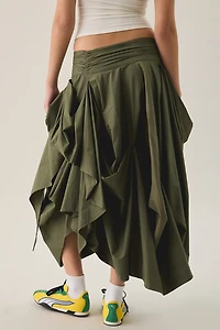 AllSaints Brynne Ruched Asymmetric Midi Skirt