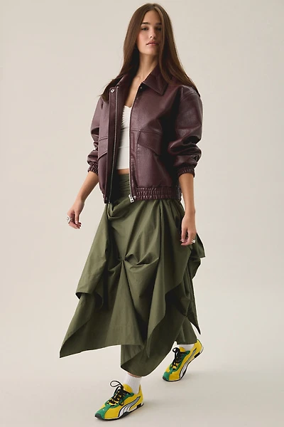 AllSaints Brynne Ruched Asymmetric Midi Skirt