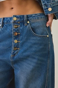 AllSaints Carter Button-Fly Mid-Rise Barrel Jeans