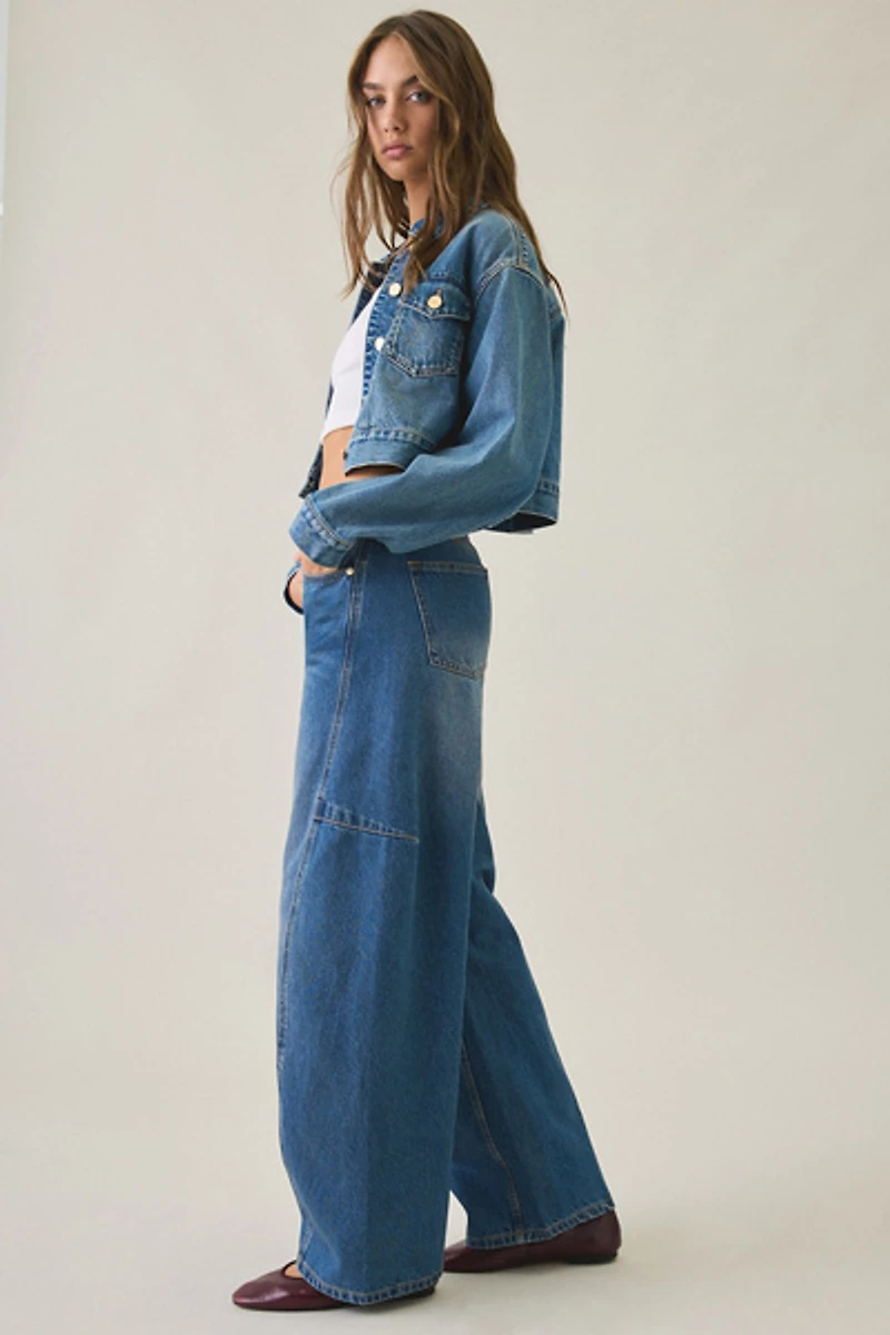 AllSaints Carter Button-Fly Mid-Rise Barrel Jeans