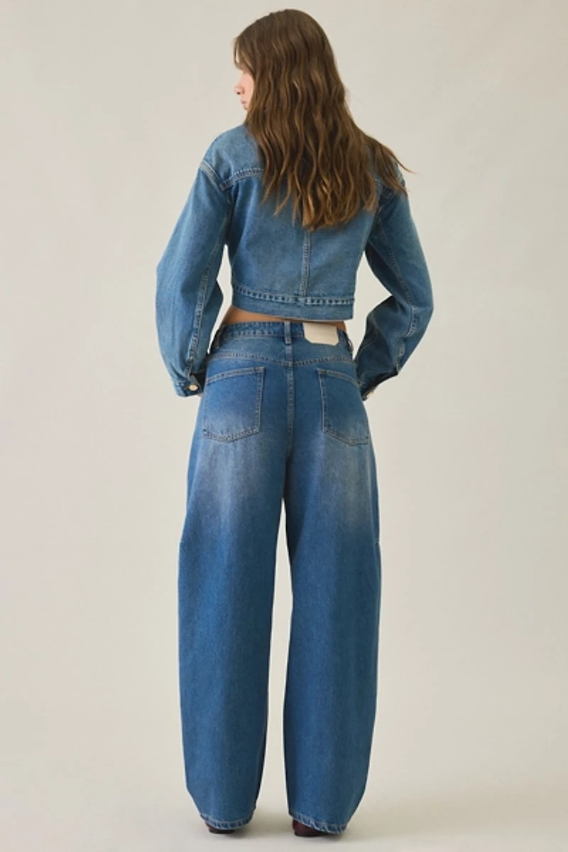 AllSaints Carter Button-Fly Mid-Rise Barrel Jeans