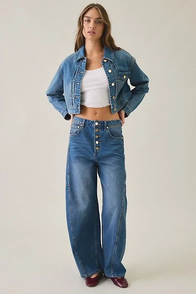 AllSaints Carter Button-Fly Mid-Rise Barrel Jeans