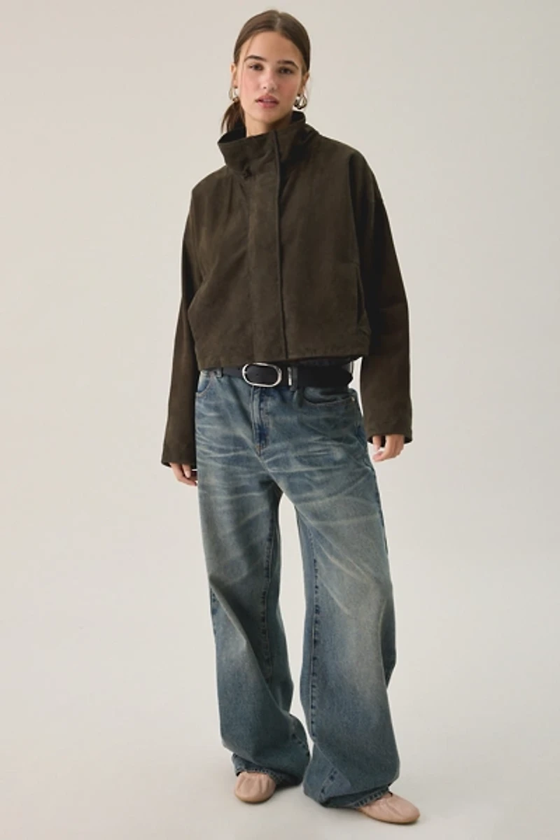 AllSaints Ryder Funnel Neck Suede Jacket