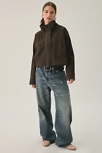 AllSaints Ryder Funnel Neck Suede Jacket