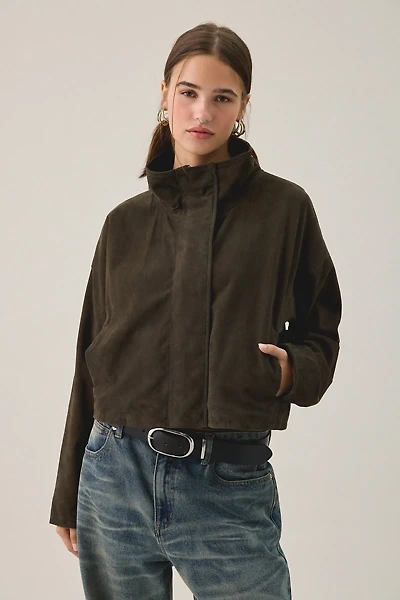 AllSaints Ryder Funnel Neck Suede Jacket