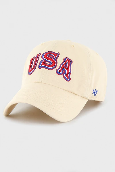 '47 Brand USA Hockey Script Logo Clean Up Hat